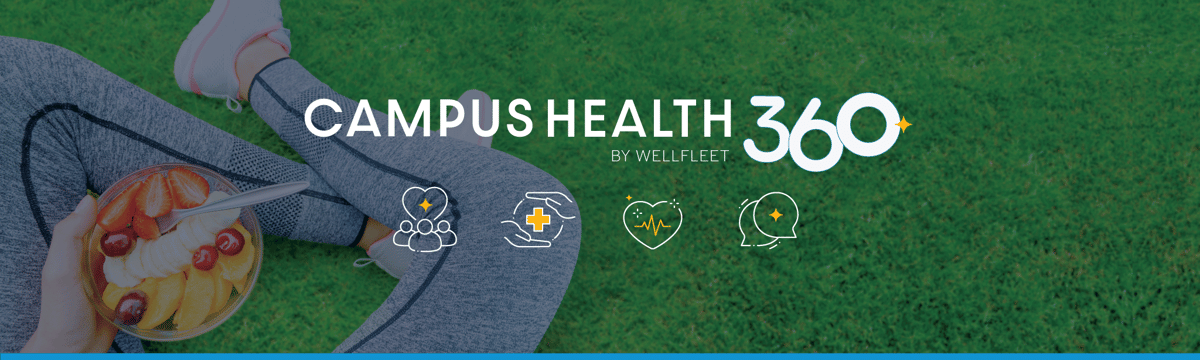 Student eating a health breakfast outdoors