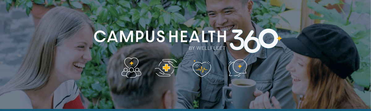 Students smiling and laughing and drinking coffee.